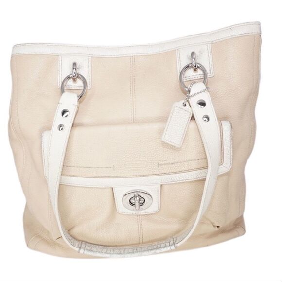 Coach Penelope B1282-F19264 Tan and Ivory Pebbled Leather Bag - Picture 1 of 11